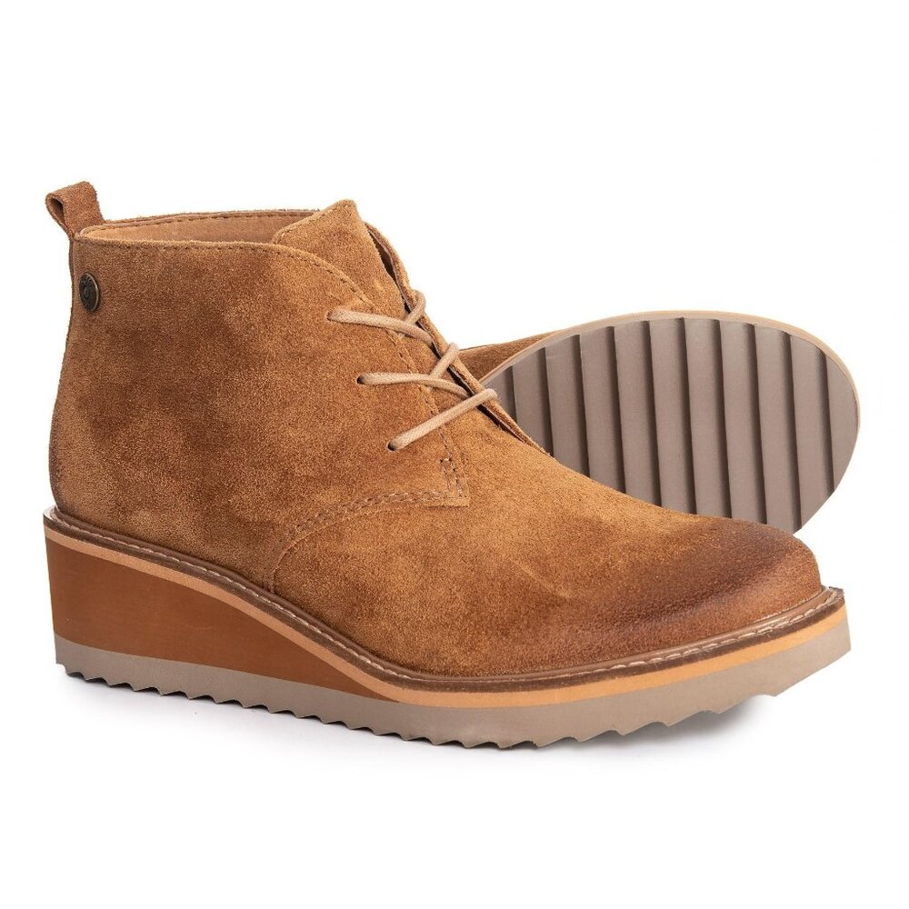 Sofft Saige Wedge Chukka Style Suede Cognac Bootie 7.5